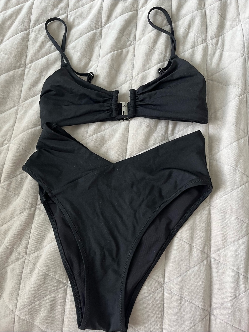 H&M Black Bandeau Bikini Top and High-Waist Bottom